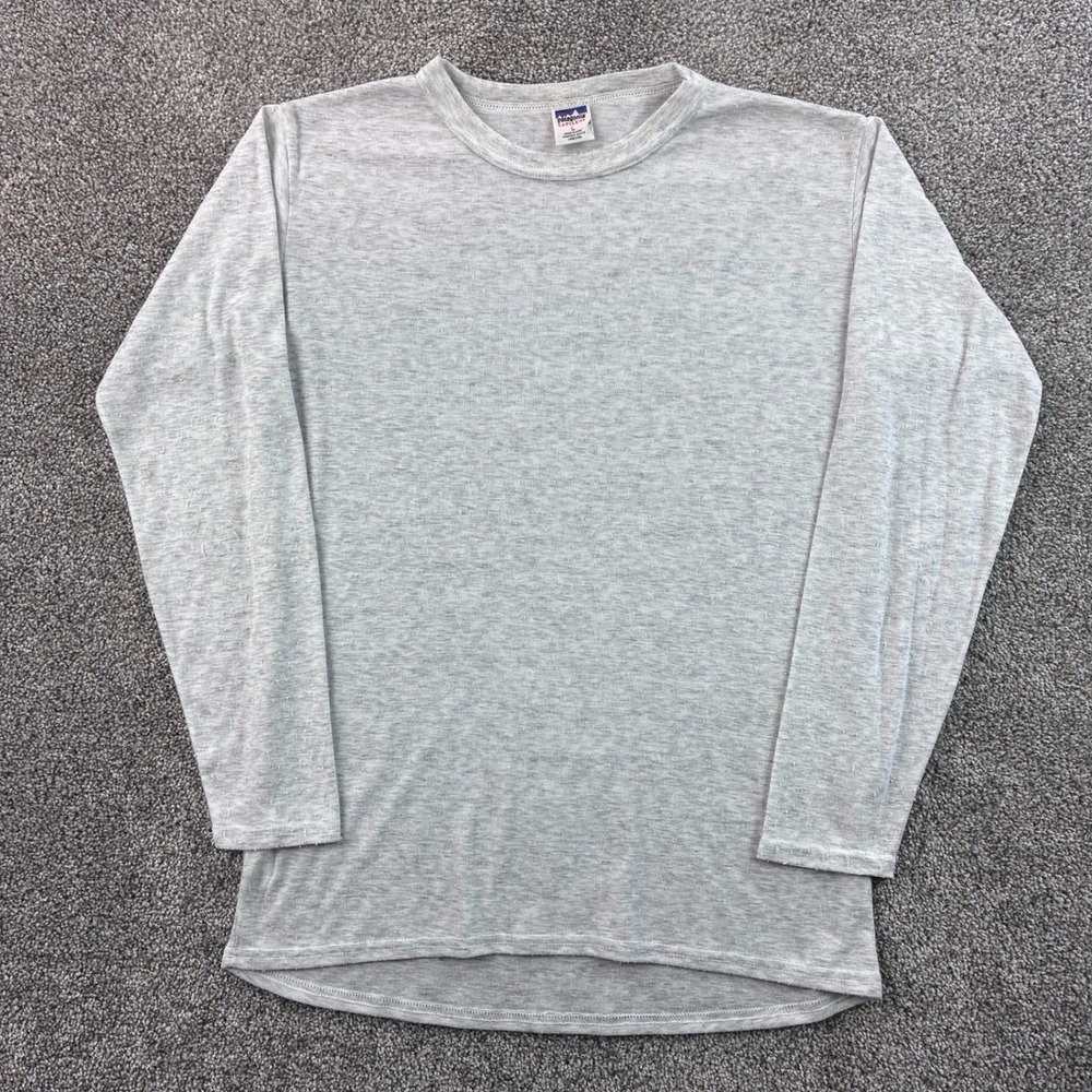 Vintage Patagonia Capilene Shirt Mens L Gray Long Sleeve Base Layer Made in USA